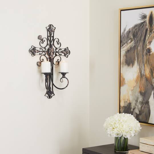 Black Iron French Country Wall Decor, 24" x 16" x 6"